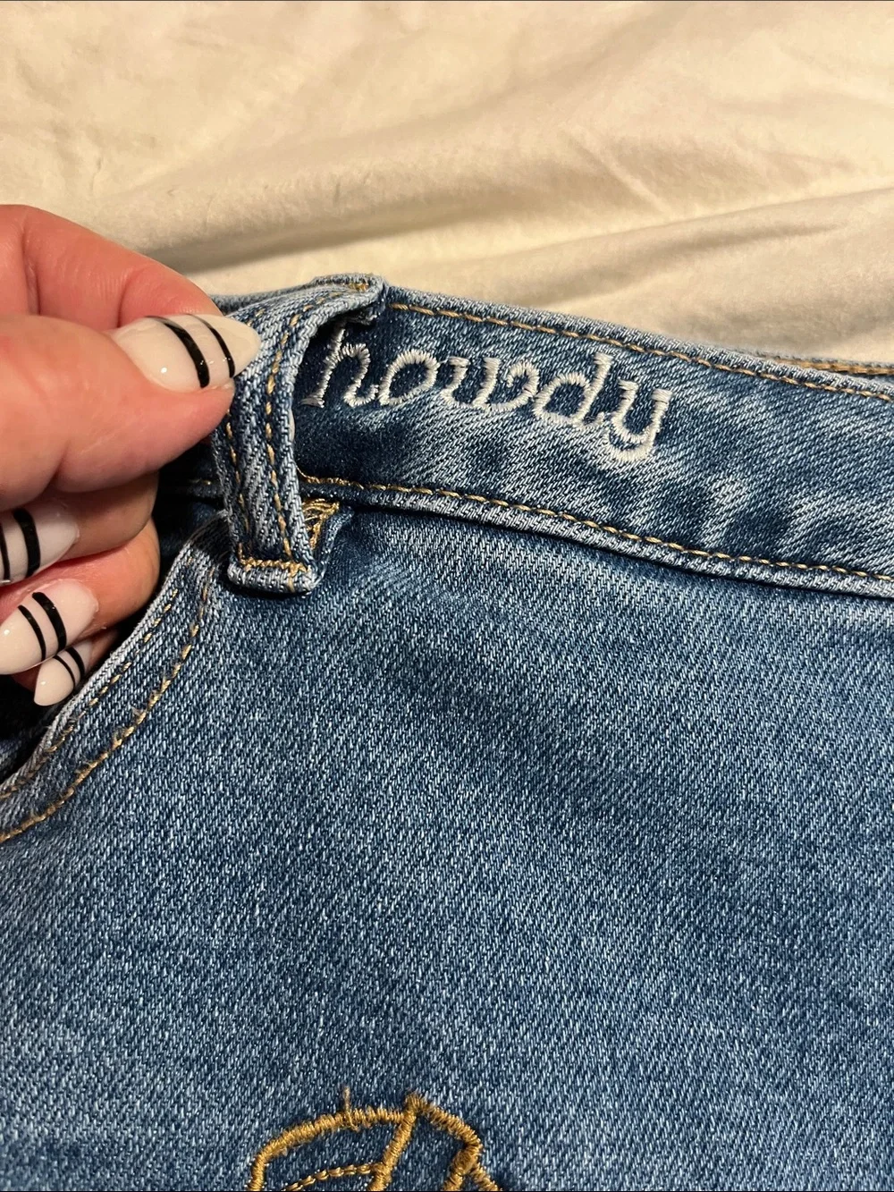 NWOT Lucky & Blessed Western Embroidered Jean Shorts, Size 20